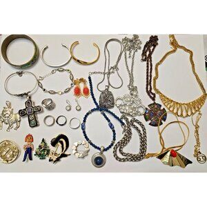 Vintage to Modern Jewelry Lot Brooches Rings Necklaces Bracelets Earrings